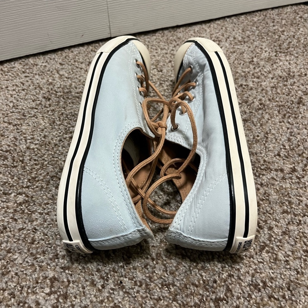 Converse Light Blue Canvas Sneakers with Tan Leather Laces - Picture 6 of 10